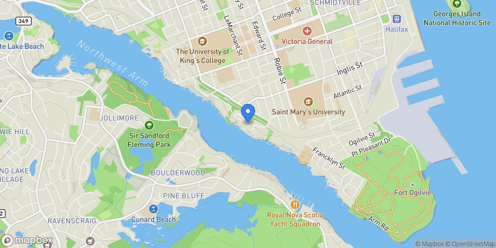 Map showing 1025 Belmont on the Arm, Halifax, Nova Scotia, Canada.