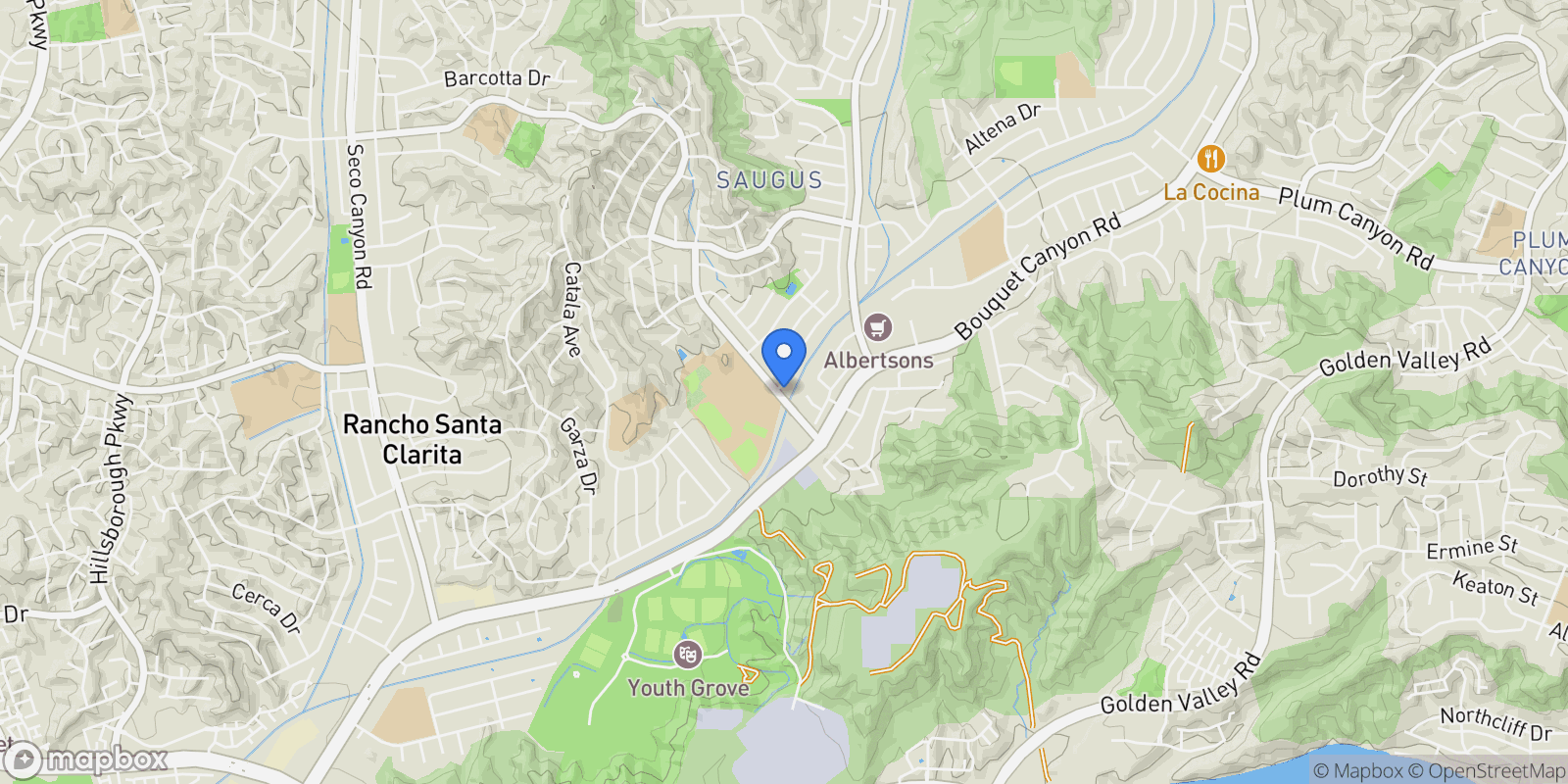 Map showing 27502 Caraway Lane, Saugus, CA 91350, Santa Clarita, California, United States.