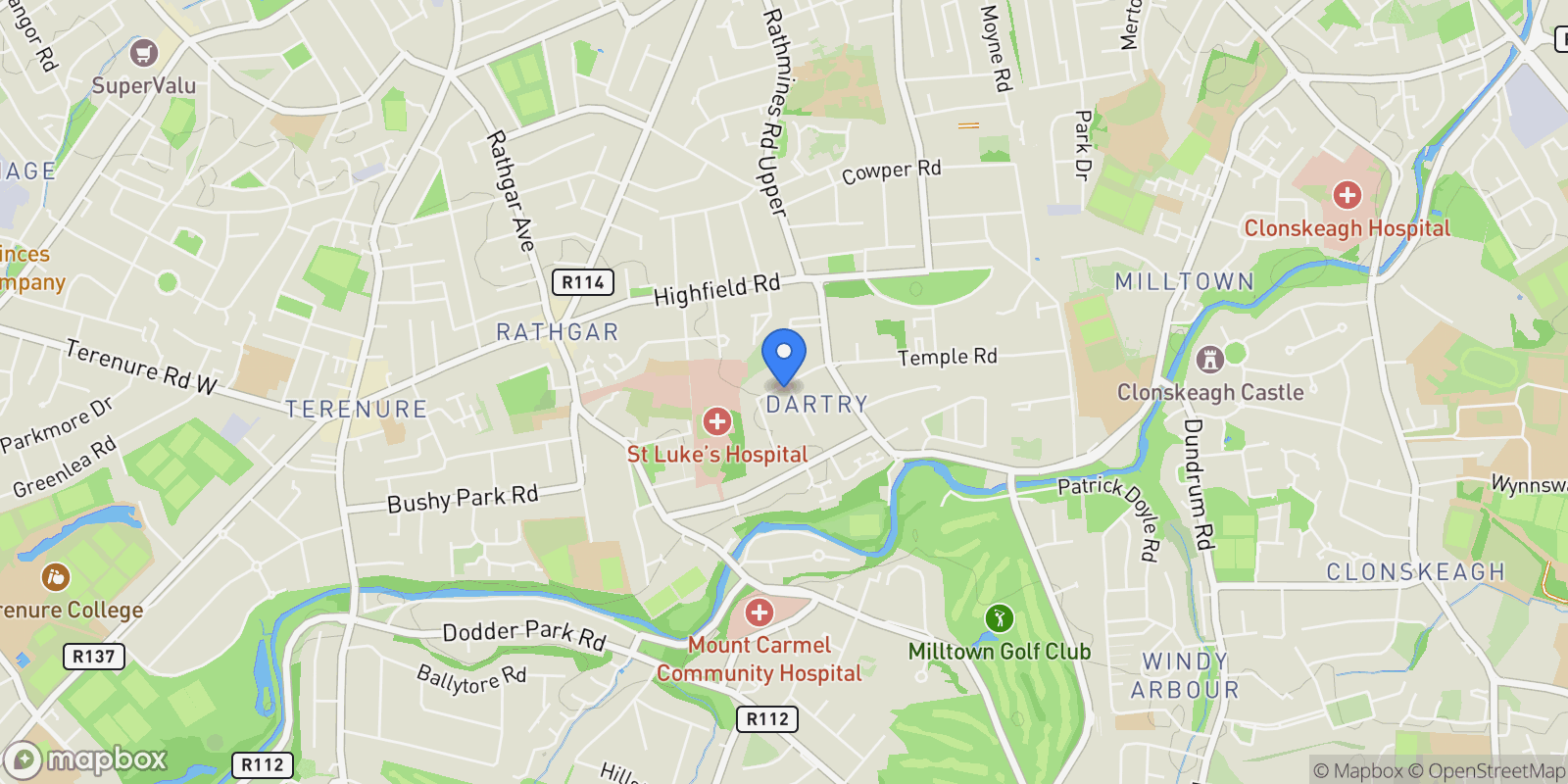 Map showing 6 St Kevin's Park, Dartry, Dublin 6, L D06 E762, Dublin 6, County Dublin, Ireland.