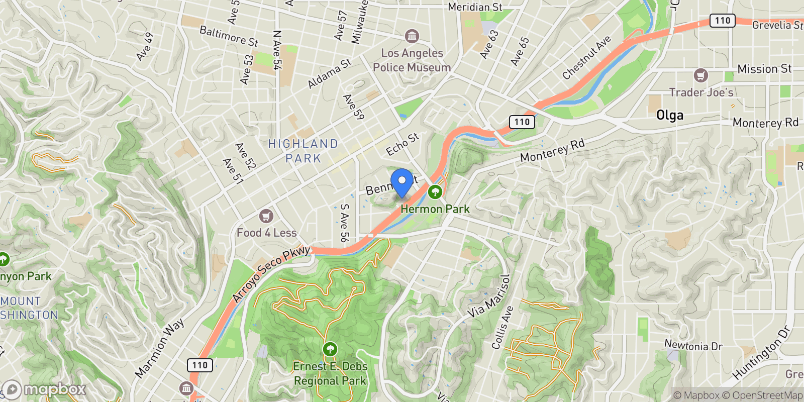 Map showing 5841 Arroyo Drive, Los Angeles, CA 90042, Los Angeles, California, United States.