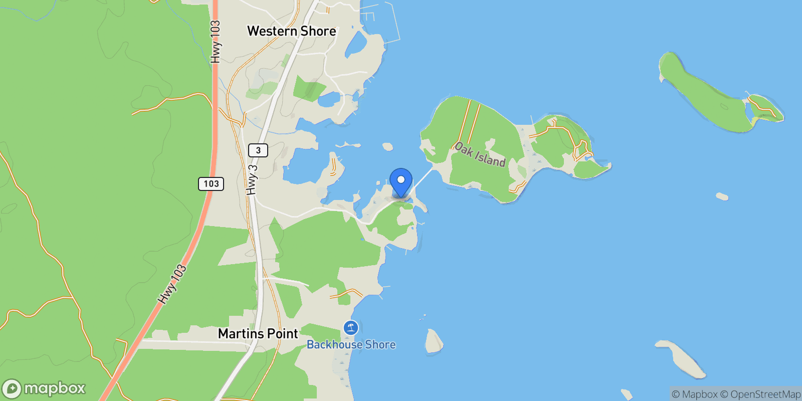 Map showing 226 Crandall Road, Martins Point, Nova Scotia, Canada.