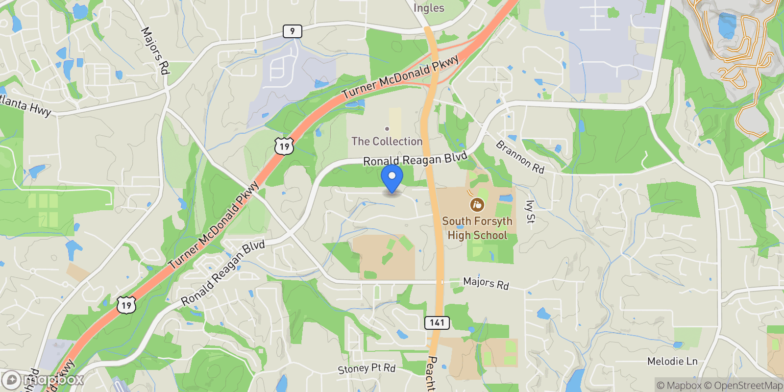 Map showing Cumming, Georgia, United States.
