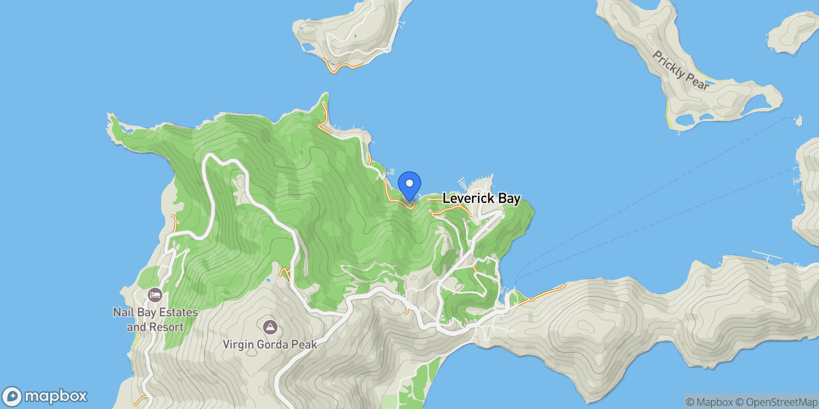 Map showing Mooney Bay, Virgin Gorda, Spanish Town, Virgin Gorda, British Virgin Islands.