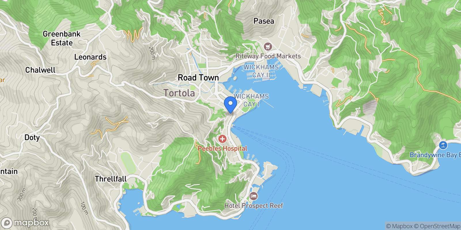 Map showing Mc. W. Todman Building, Tortola, Road Town, Tortola, British Virgin Islands.