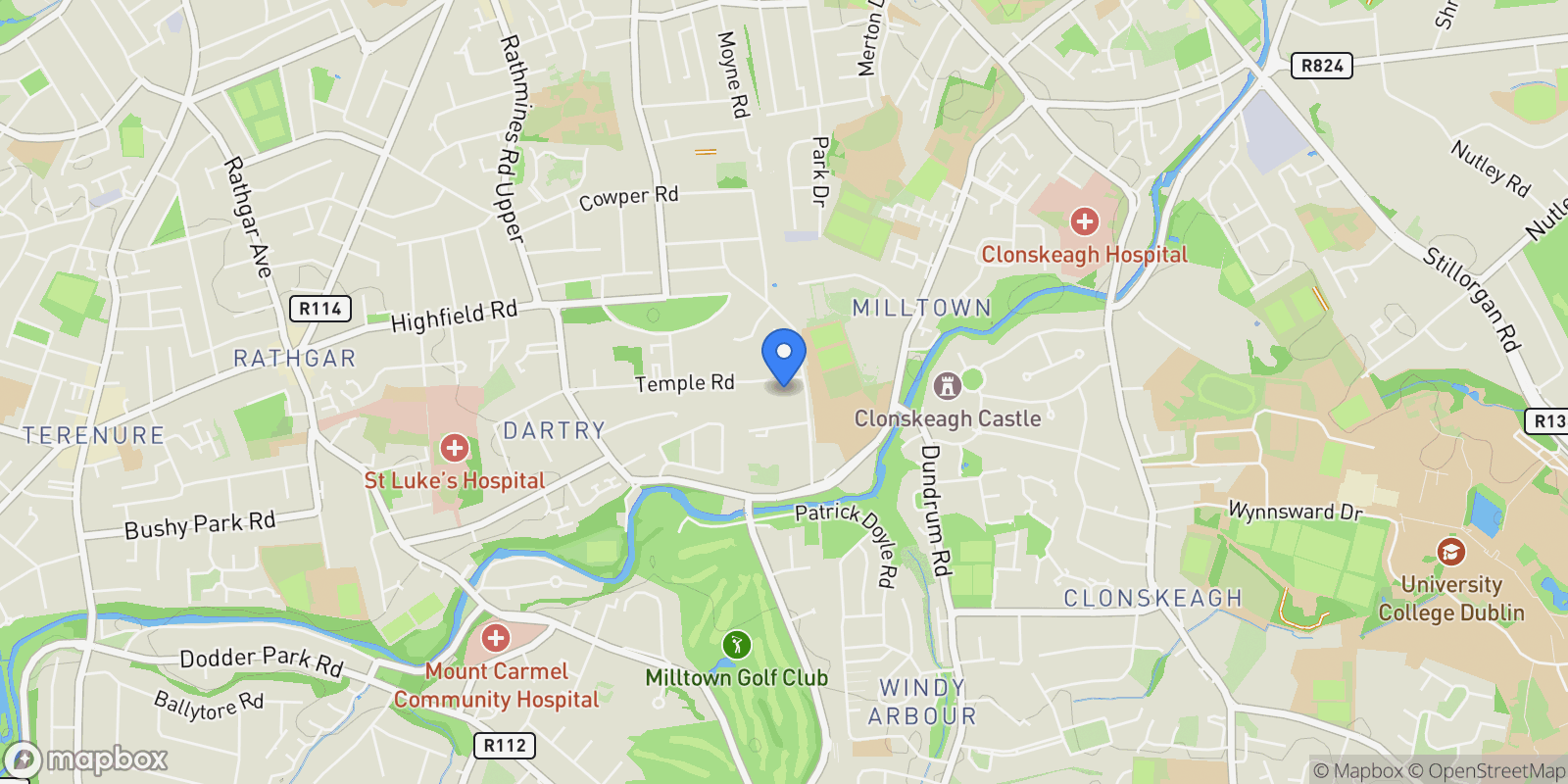 Map showing 48 Temple Road, Dartry, Dublin 6, L D06 TH92, Dublin 6, County Dublin, Ireland.