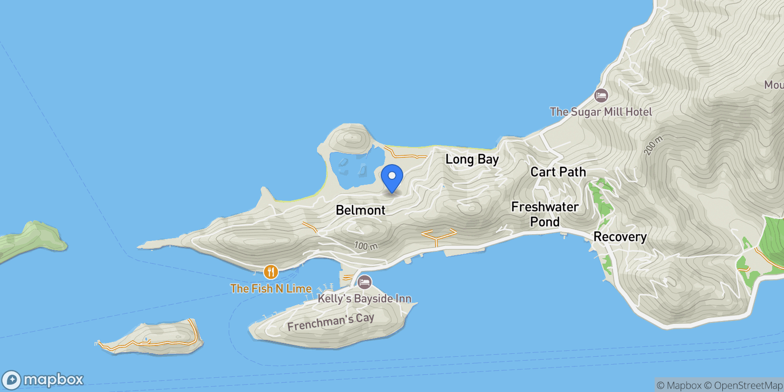 Map showing Sugarloaf, Tortola, Freshwater Pond, Tortola, British Virgin Islands.
