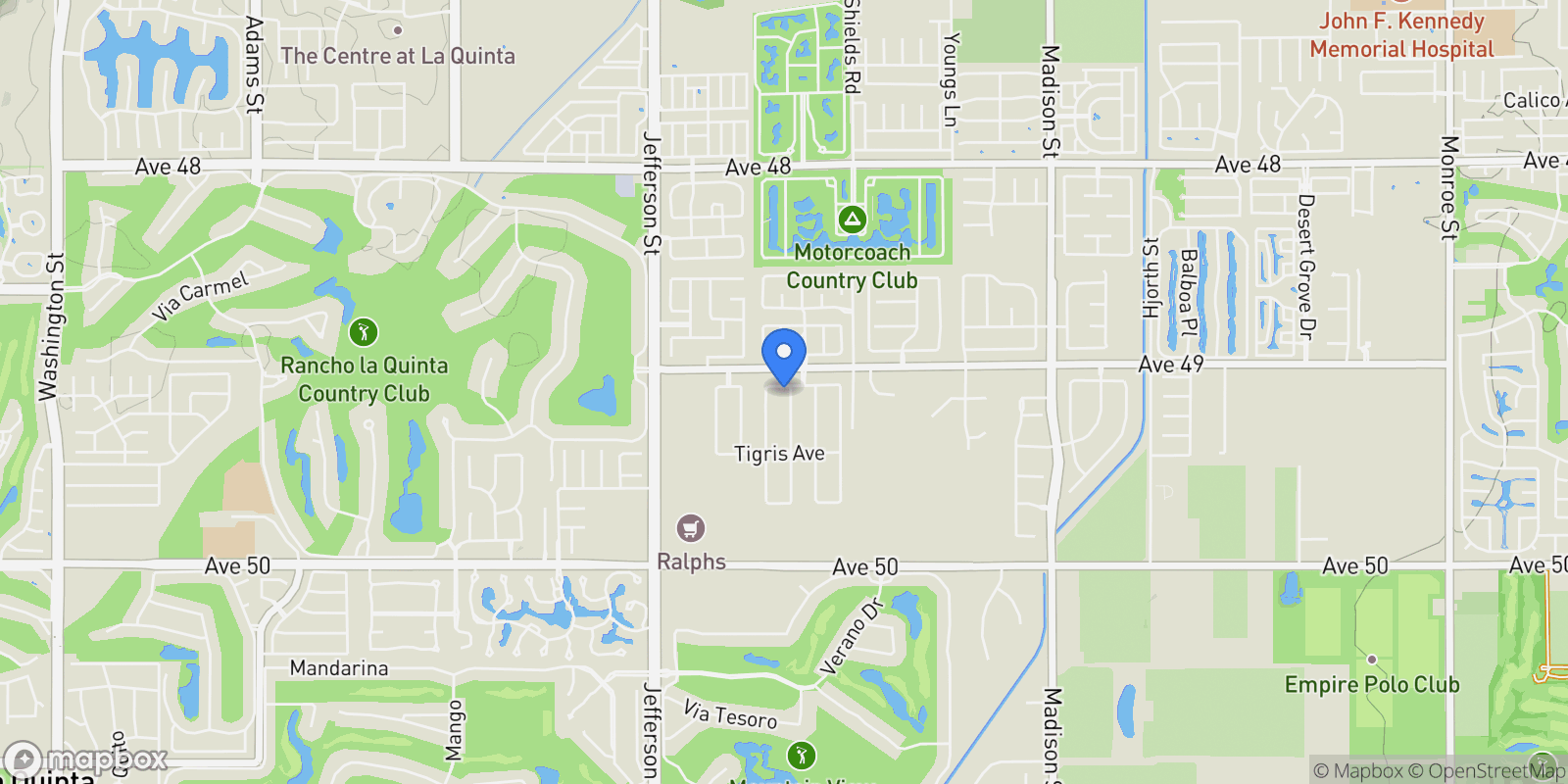 Map showing 49133 Jordan Street, Indio, California, United States.