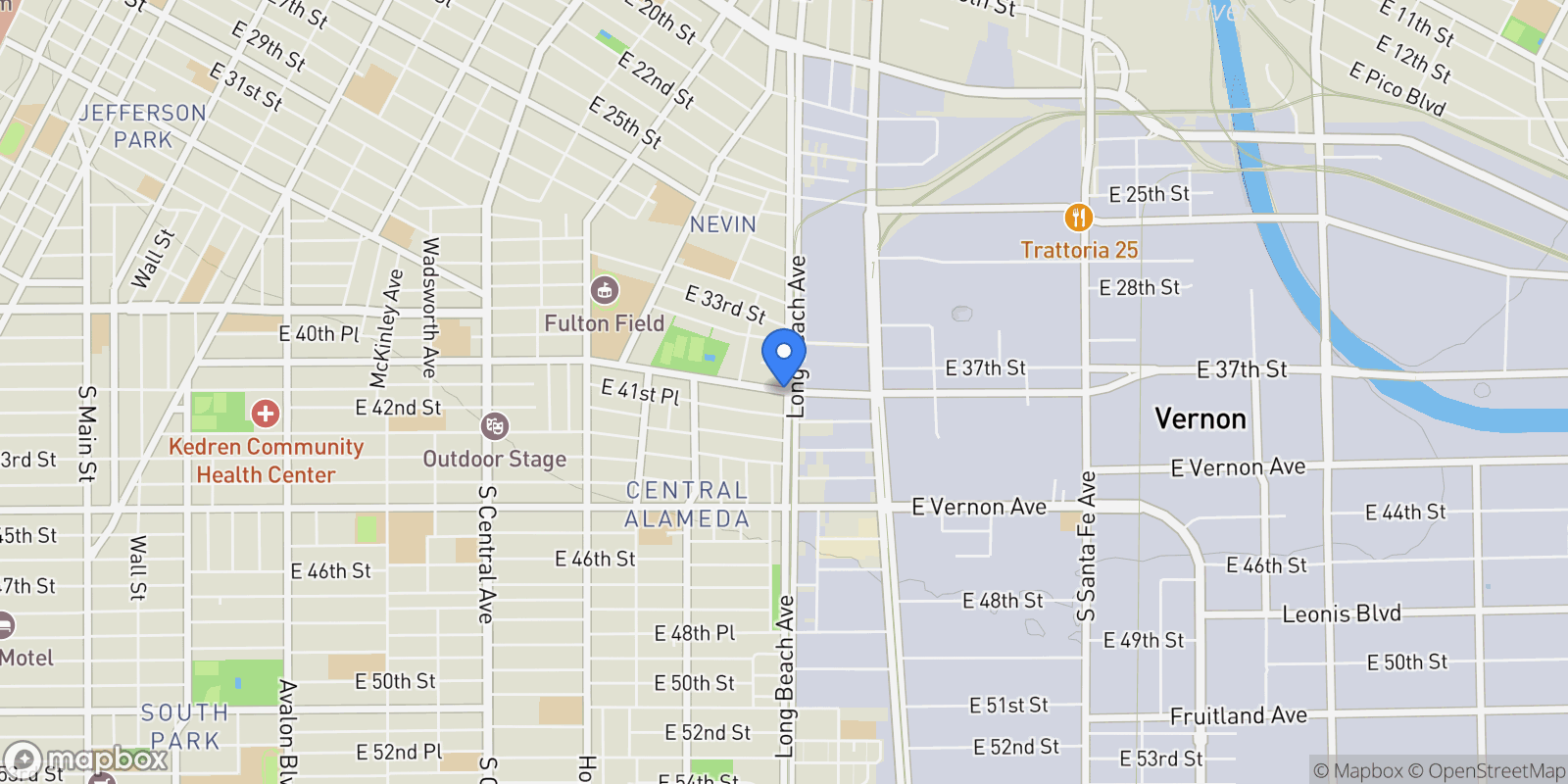 Map showing 1646 E 41st, Los Angeles, CA 90011, Los Angeles, California, United States.
