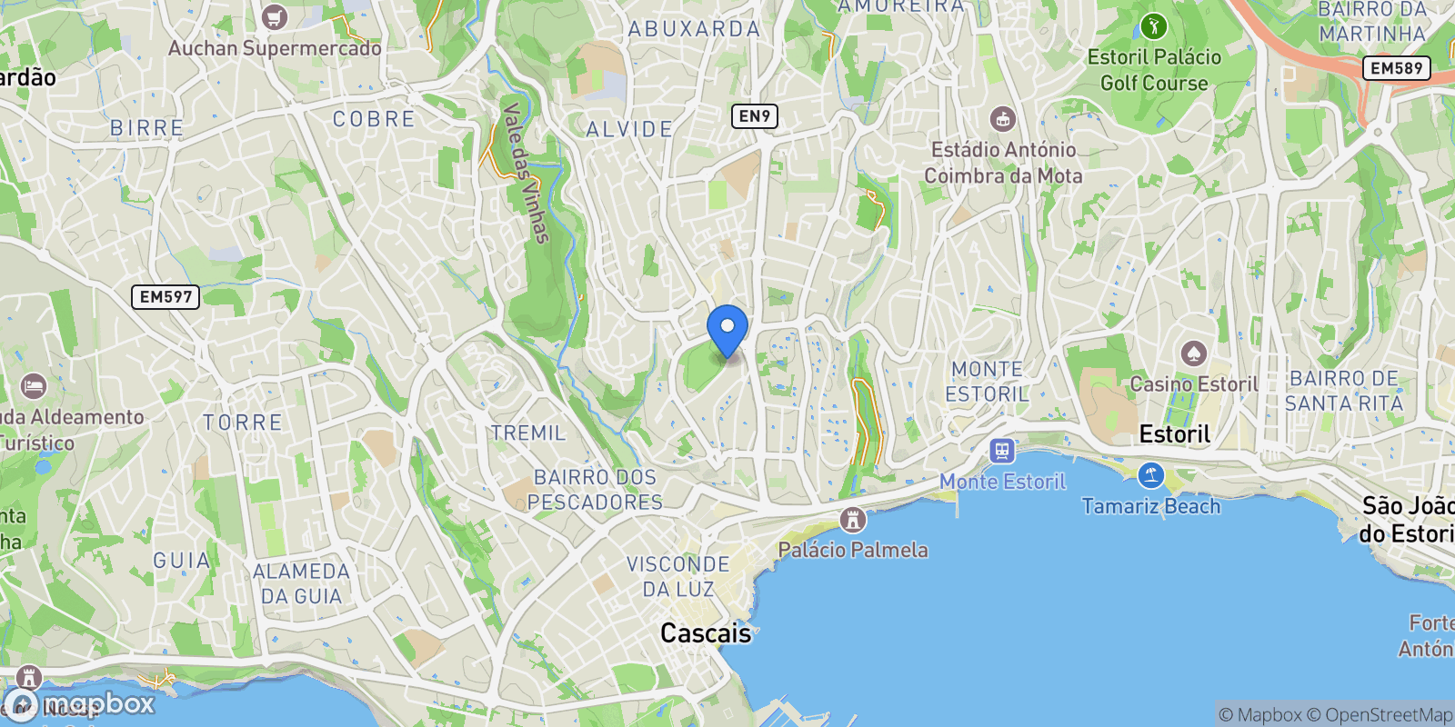 Map showing Cascais e Estoril, Lisboa, Cascais e Estoril, Lisbon, Portugal.