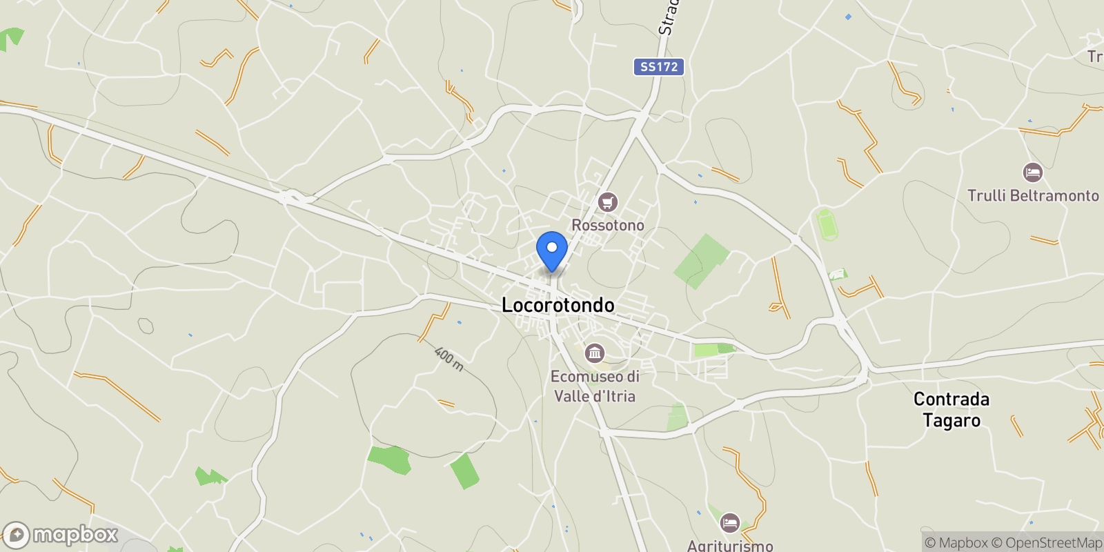 Map showing Via Martina Franca, 12, 70010 Locorotondo BA, Italy, Locorotondo, Apulia, Italy.