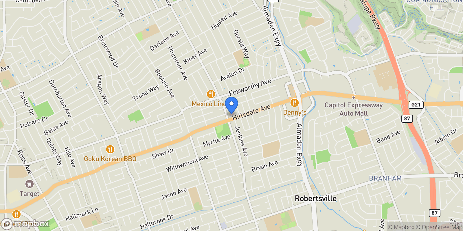Map showing 3137 Jenkins Avenue, San Jose, California, United States.