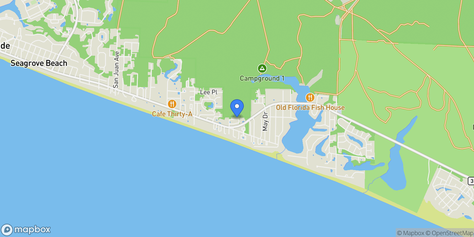 Map showing 125 Sand Oaks Circle, Santa Rosa Beach, Florida, United States.