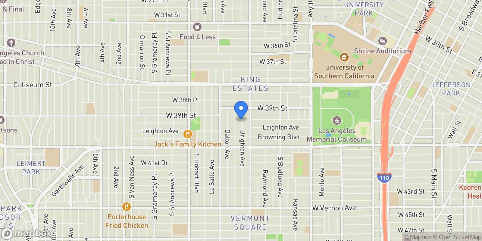 Map showing 3929 Brighton, Los Angeles, CA 90062, Los Angeles, California, United States.