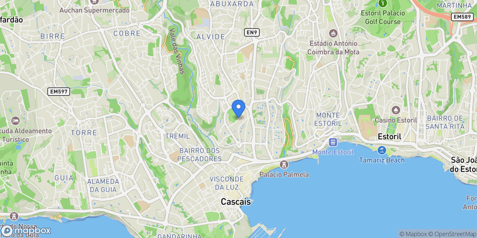Map showing Cascais e Estoril, Lisbon, Portugal.