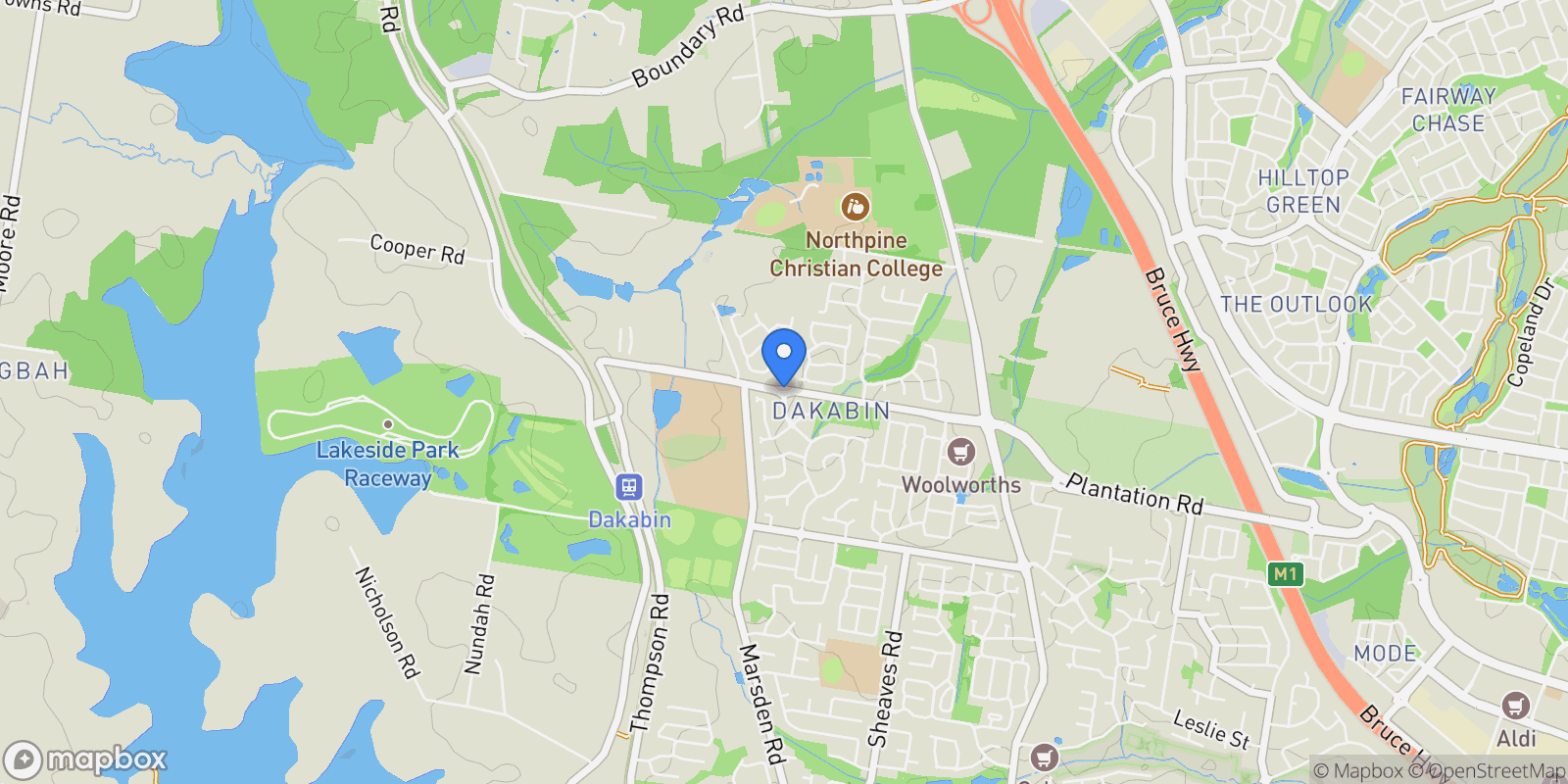 Map showing Brisbane, Dakabin, Queensland, Australia.