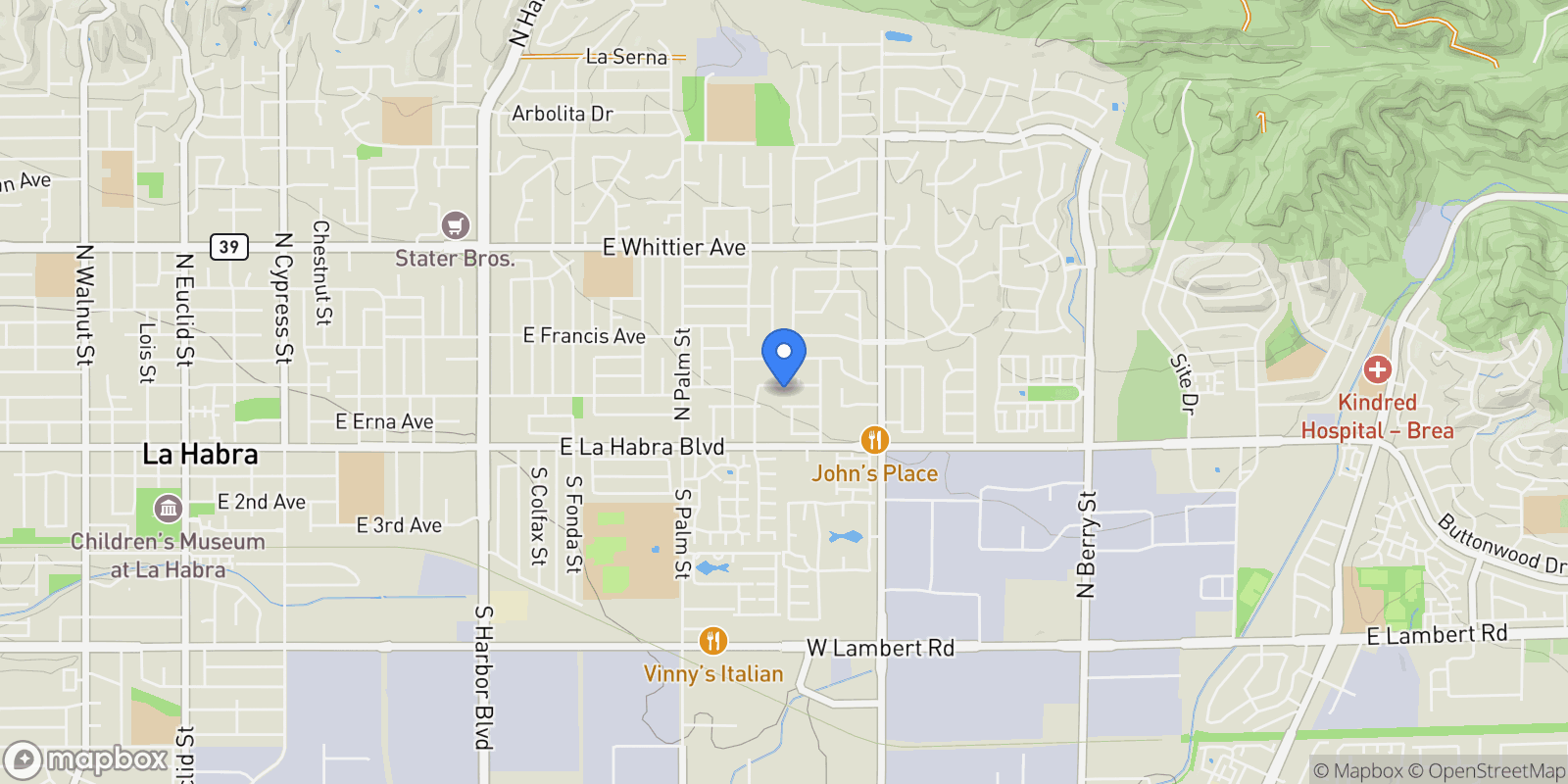 Map showing 1508 Mccart Avenue, Brea, CA 92821, Brea, California, United States.