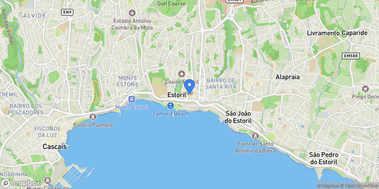 Map showing Estoril, Cascais e Estoril, Lisbon.