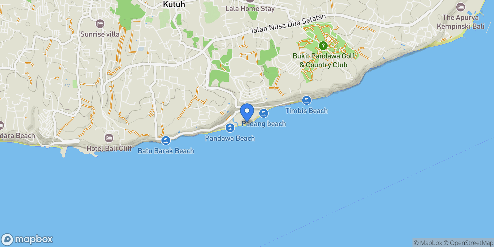 Map showing Bali, Pandawa Beach, Bali, Indonesia.