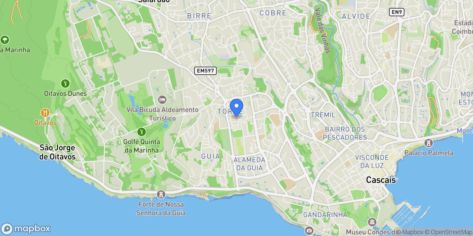 Map showing Cascais e Estoril, Lisbon, Portugal.