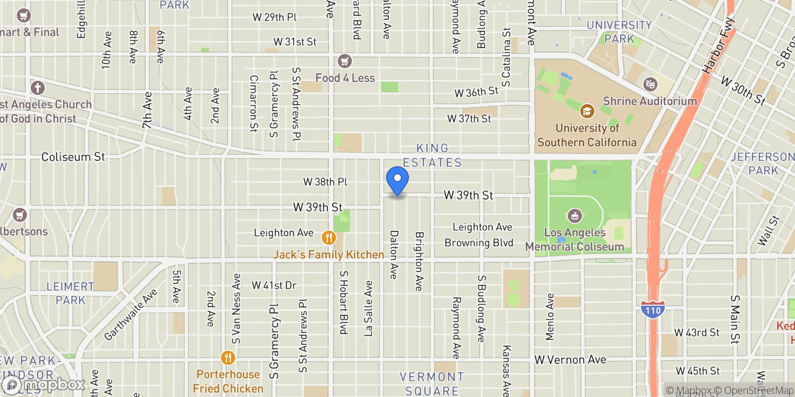 Map showing 3904 dalton, Los Angeles, CA 90062, Los Angeles, California, United States.