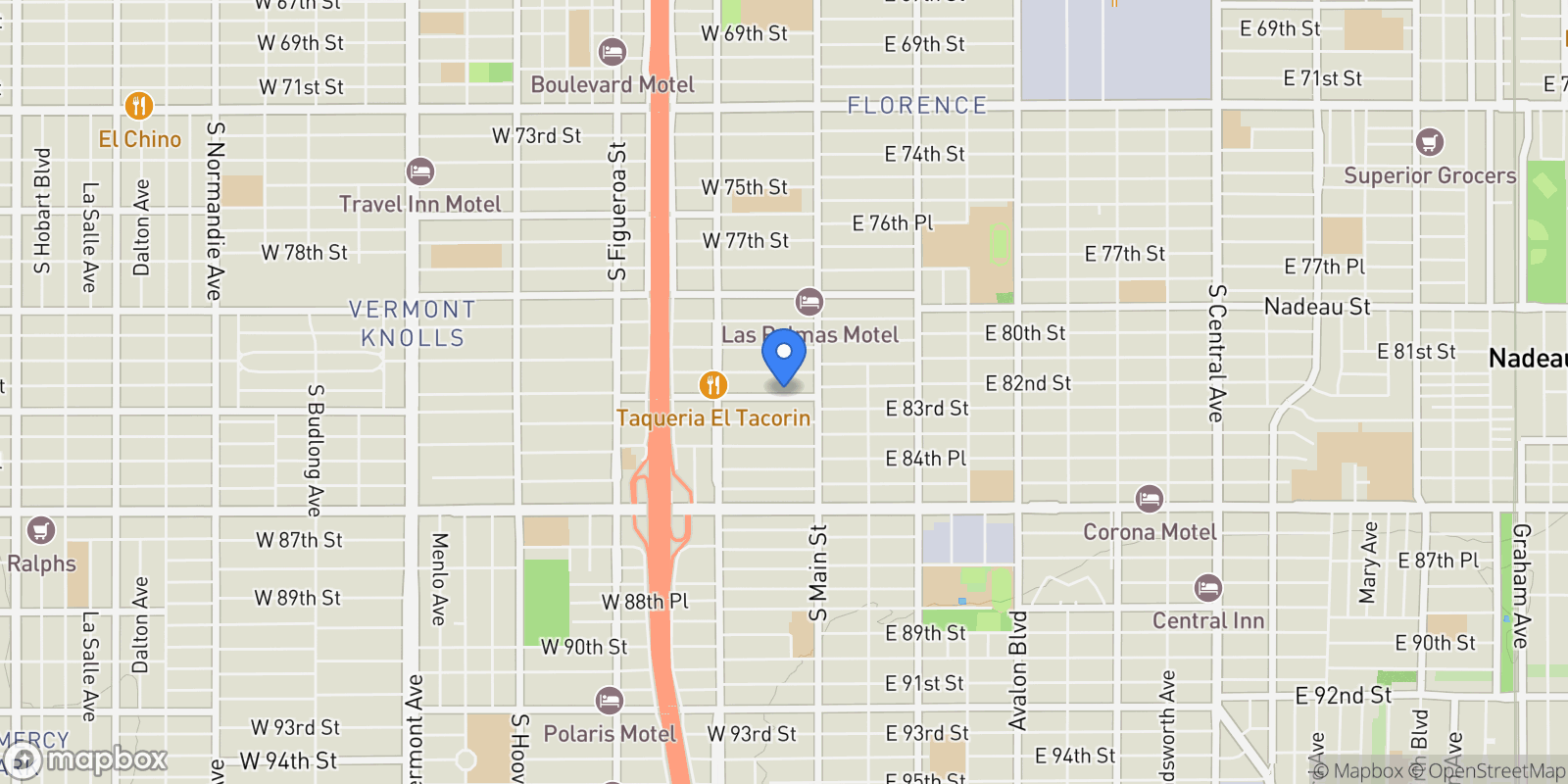 Map showing 141 W 83rd, Los Angeles, CA 90003, Los Angeles, California, United States.