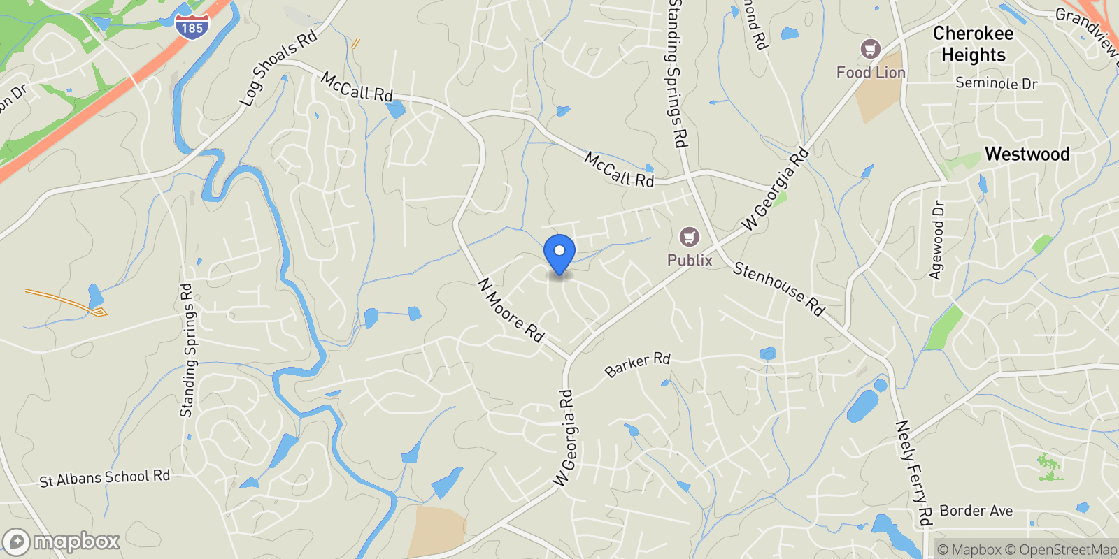 Map showing 125 Kettle Oak Way, Simpsonville, South Carolina, United States.