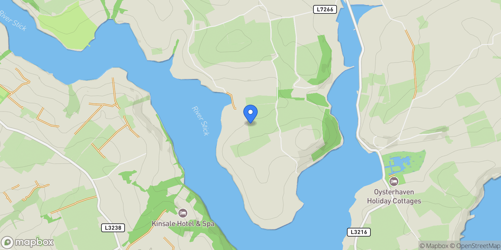 Map showing Oysterhaven, Kinsale, Cork, Ballinaclashett, County Cork, Ireland.