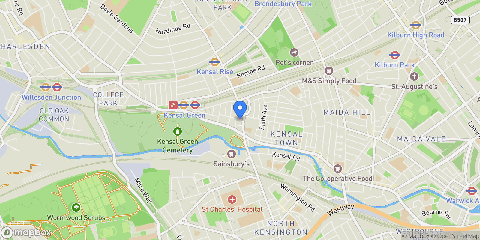 Map showing Pember Road, London, London, England, United Kingdom.
