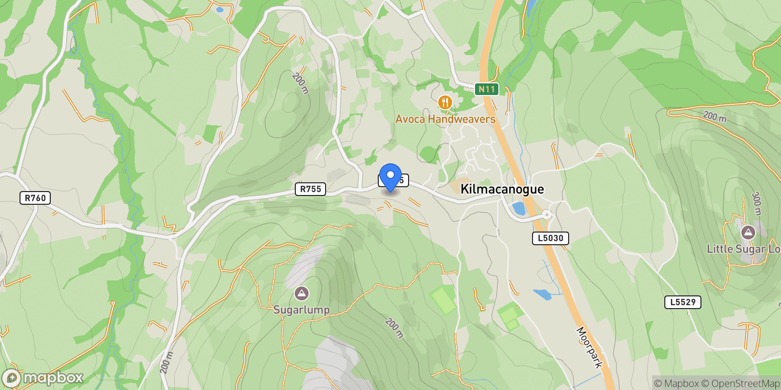 Map showing The Brow, Kilmacanogue, WW A98 YP83, Kilmacanoge, County Wicklow, Ireland.