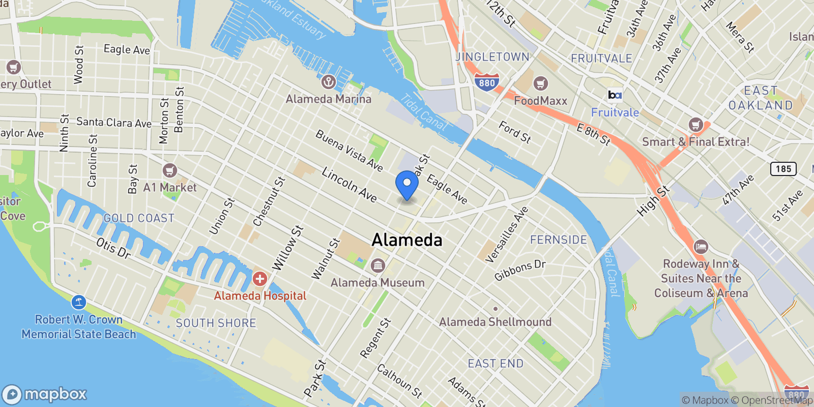 Map showing 2310 Pacific Avenue, Alameda, California, United States.
