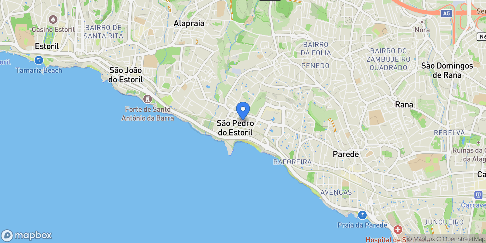 Map showing Cascais e Estoril, Lisboa, Estoril, Cascais e Estoril, Lisbon.