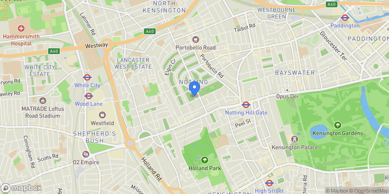 Map showing Ladbroke Grove, London, London, England, United Kingdom.