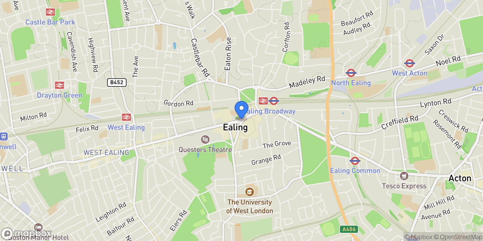 Map showing Ealing, Ealing, England, United Kingdom.