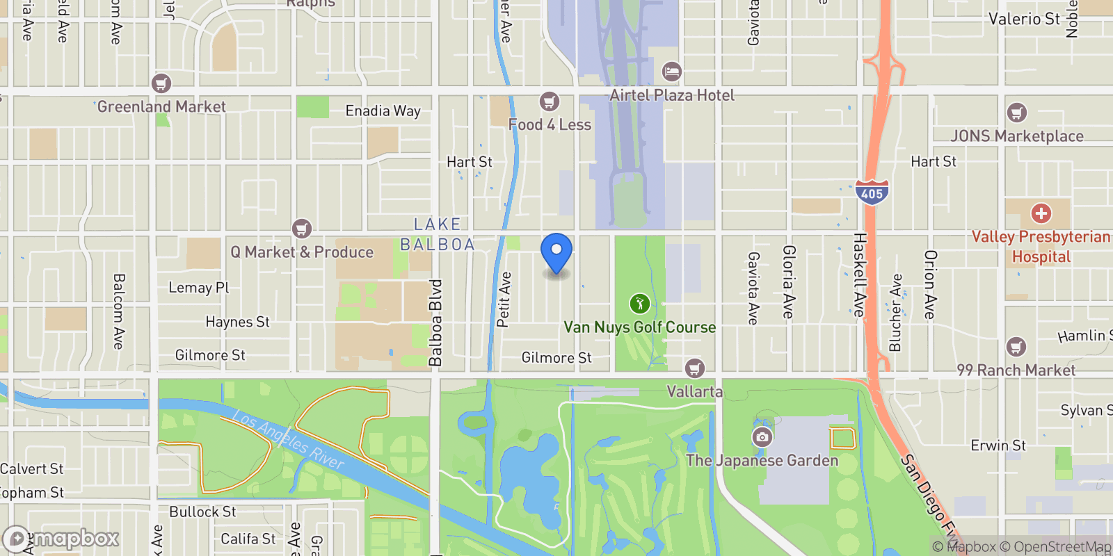 Map showing 6641 Gerald Avenue, Van Nuys, CA 91406, Los Angeles, California, United States.