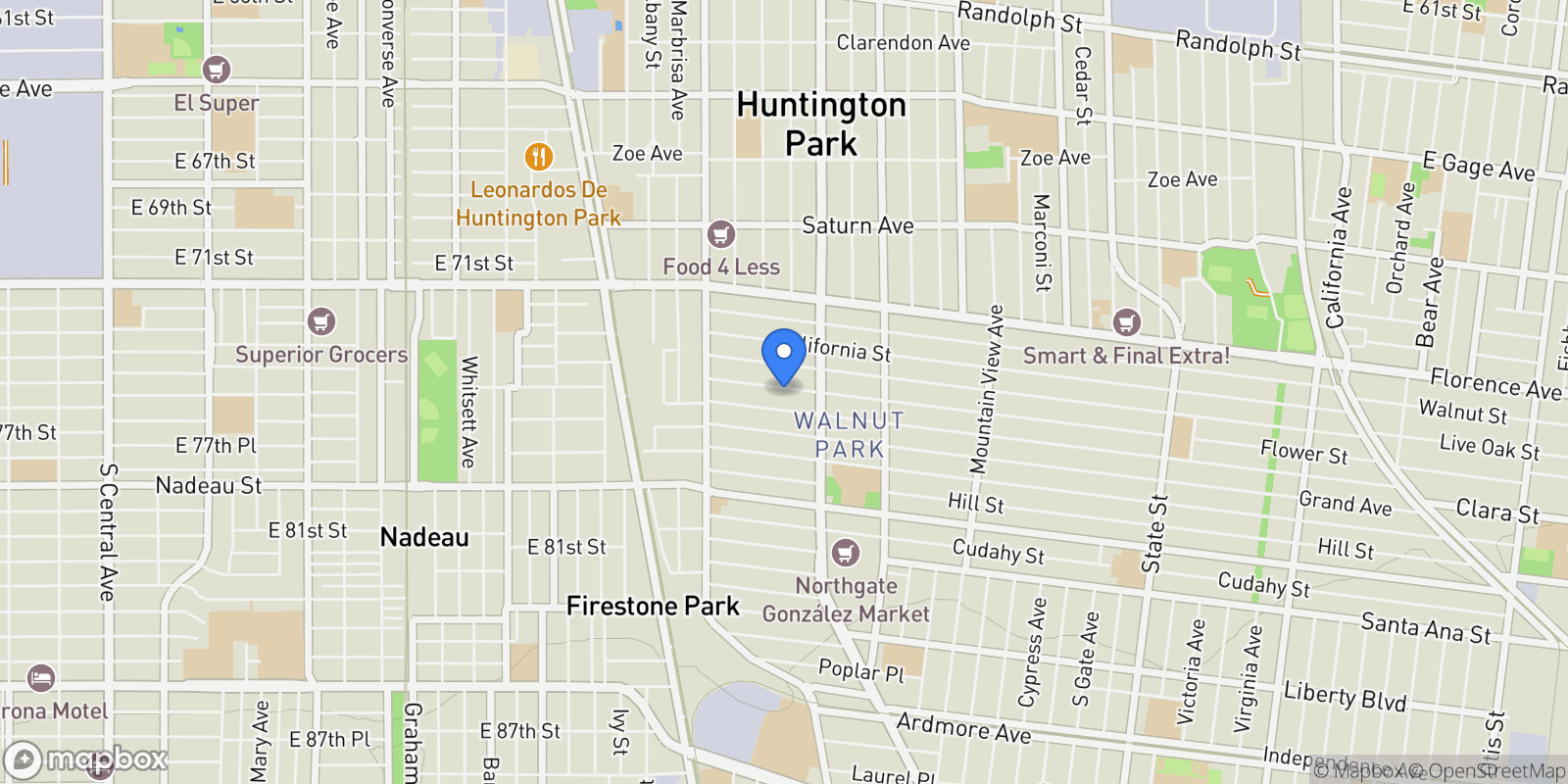 Map showing 2526 Flower Street, Huntington Park, CA 90255, Huntington Park, California, United States.