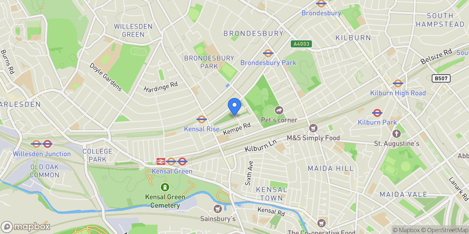 Map showing Peploe Road, London, London, England, United Kingdom.