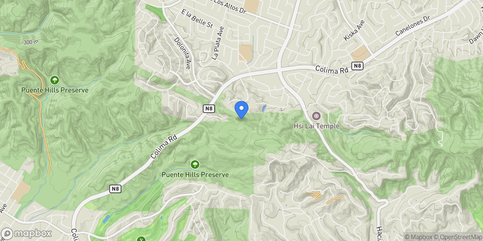 Map showing 15406 Skyline Drive, Hacienda Heights, CA 91745, Whittier, California, United States.