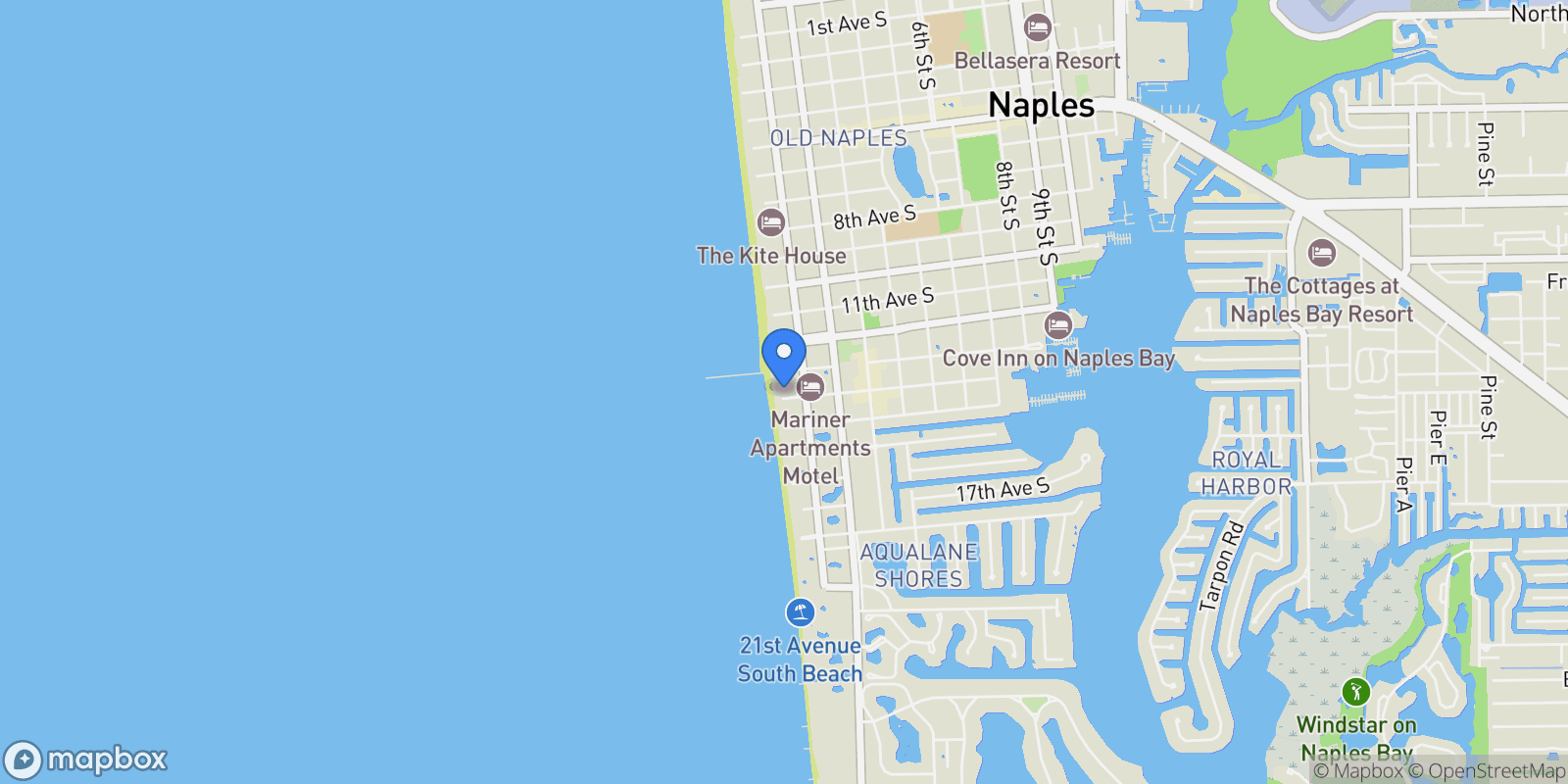 Map showing 55 13th Avenue S, Naples, Florida, United States.