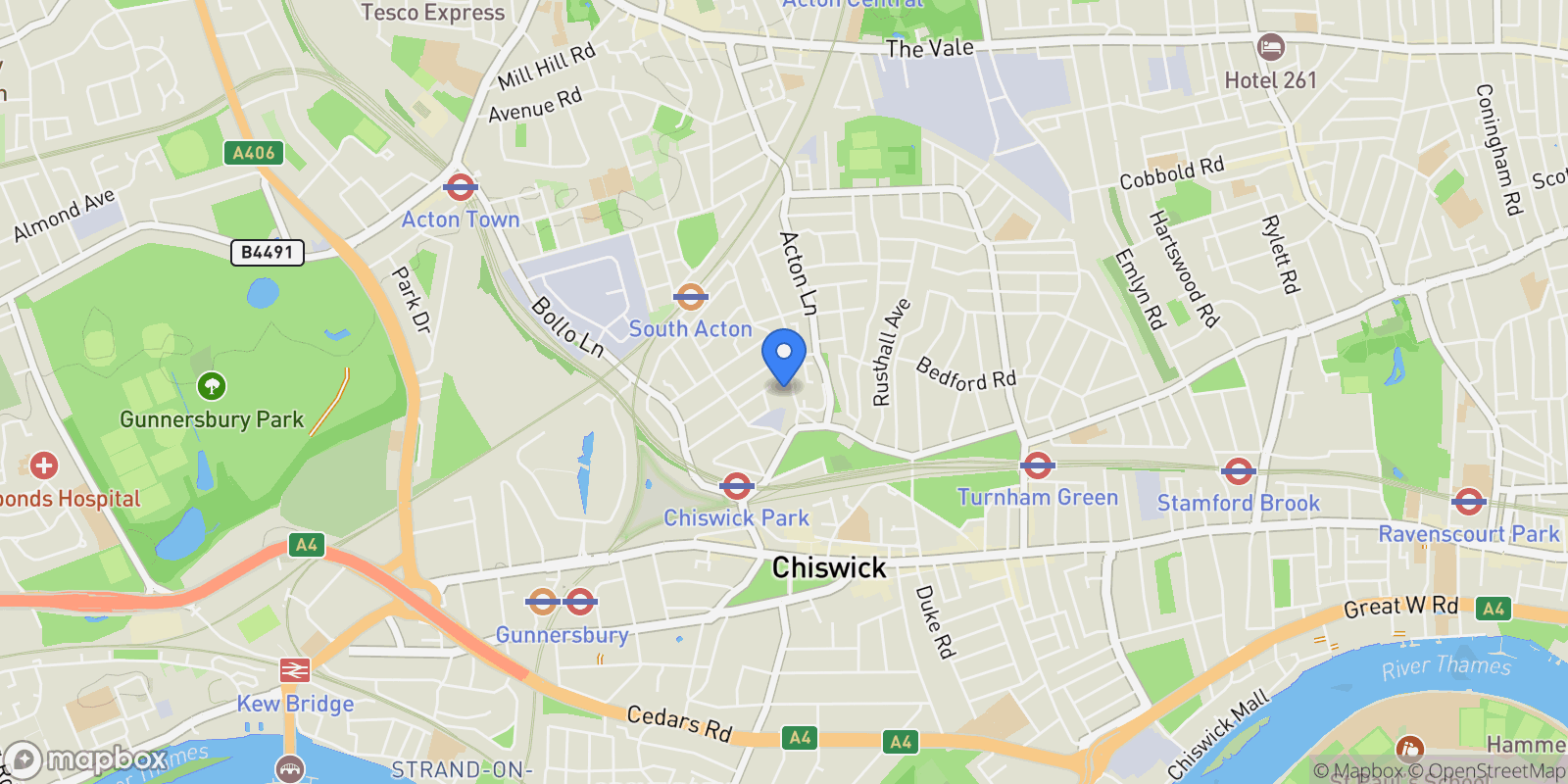 Map showing Chiswick Green Studios, London, London, England, United Kingdom.