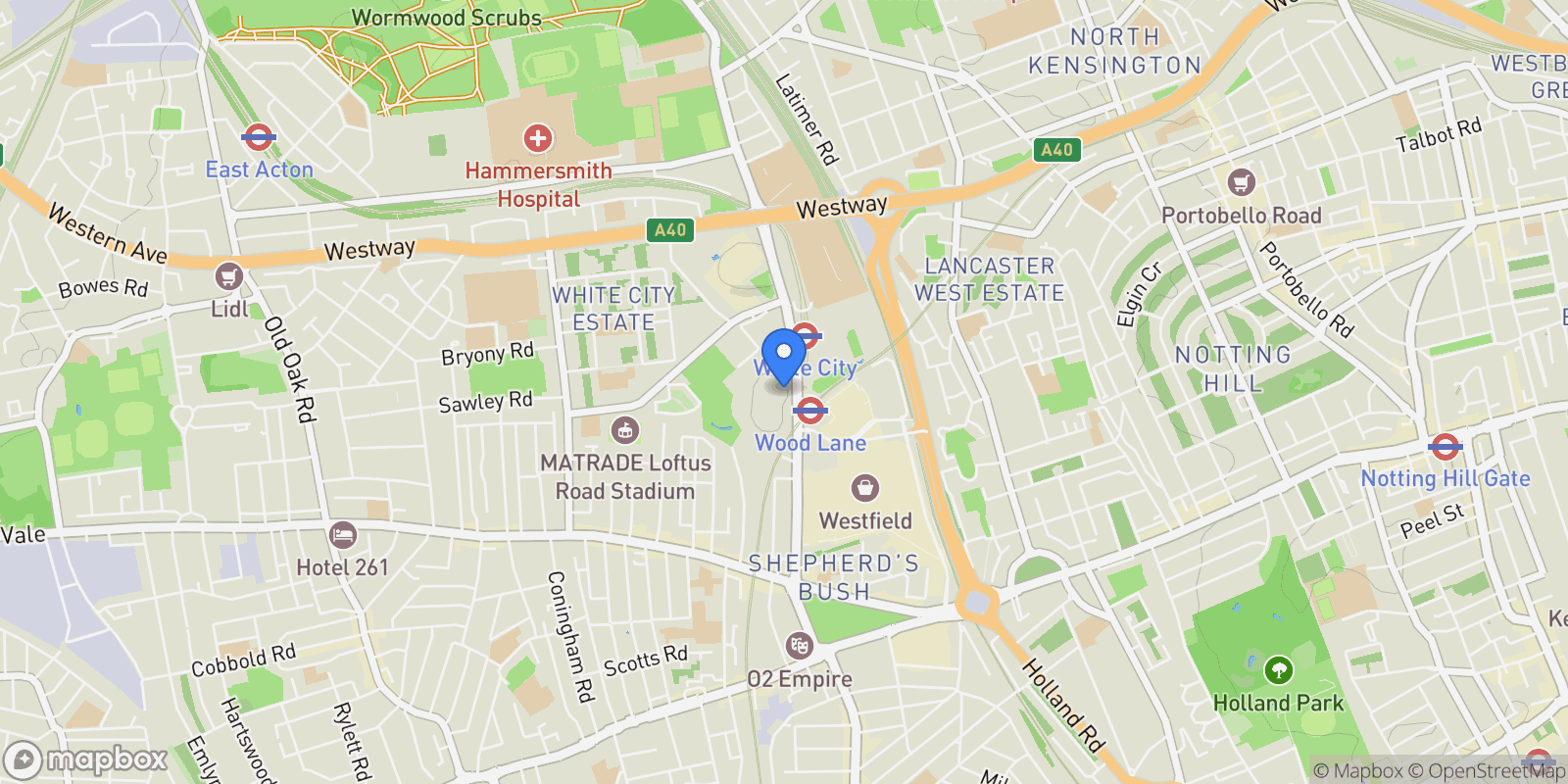 Map showing Television Centre, London, London, England, United Kingdom.