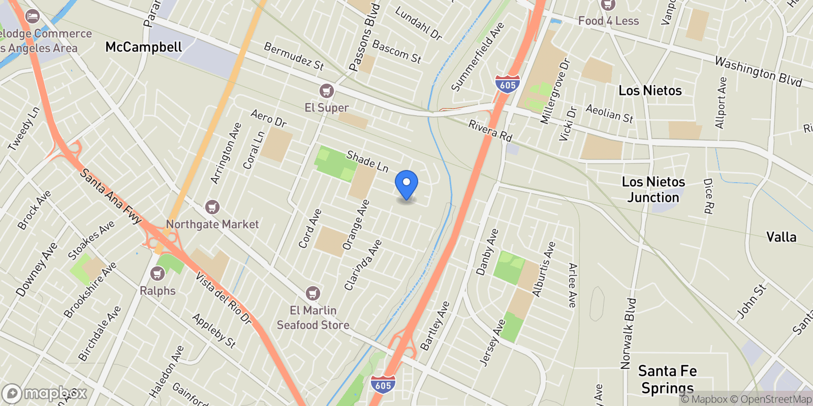 Map showing 9838 Maxine Street, Pico Rivera, CA 90660, Pico Rivera, California, United States.