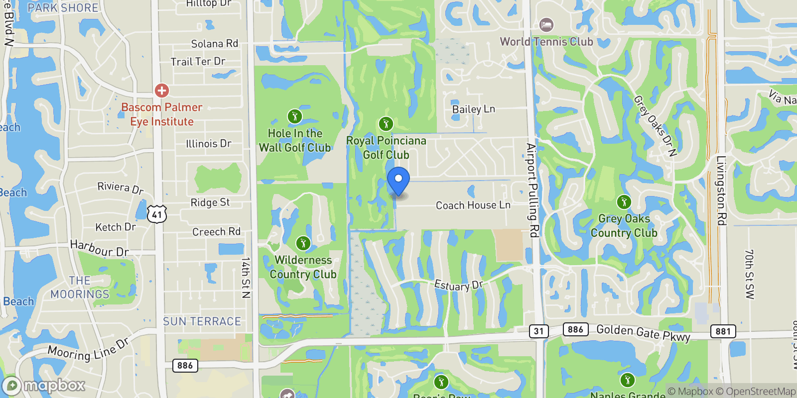 Map showing 2145 Coach House Lane, Naples, Florida, United States.