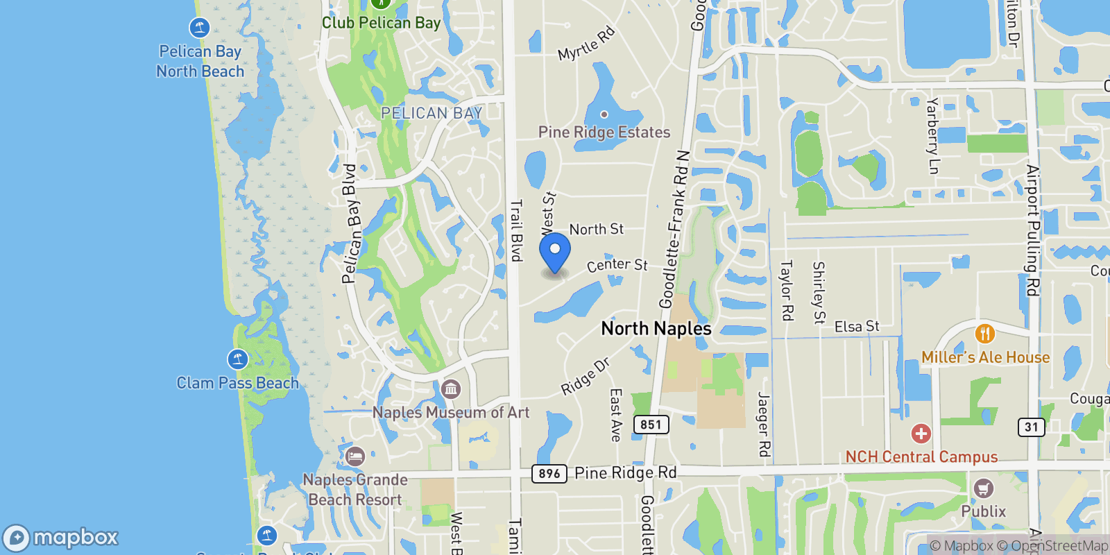 Map showing 117 West Street, Naples, Florida, United States.