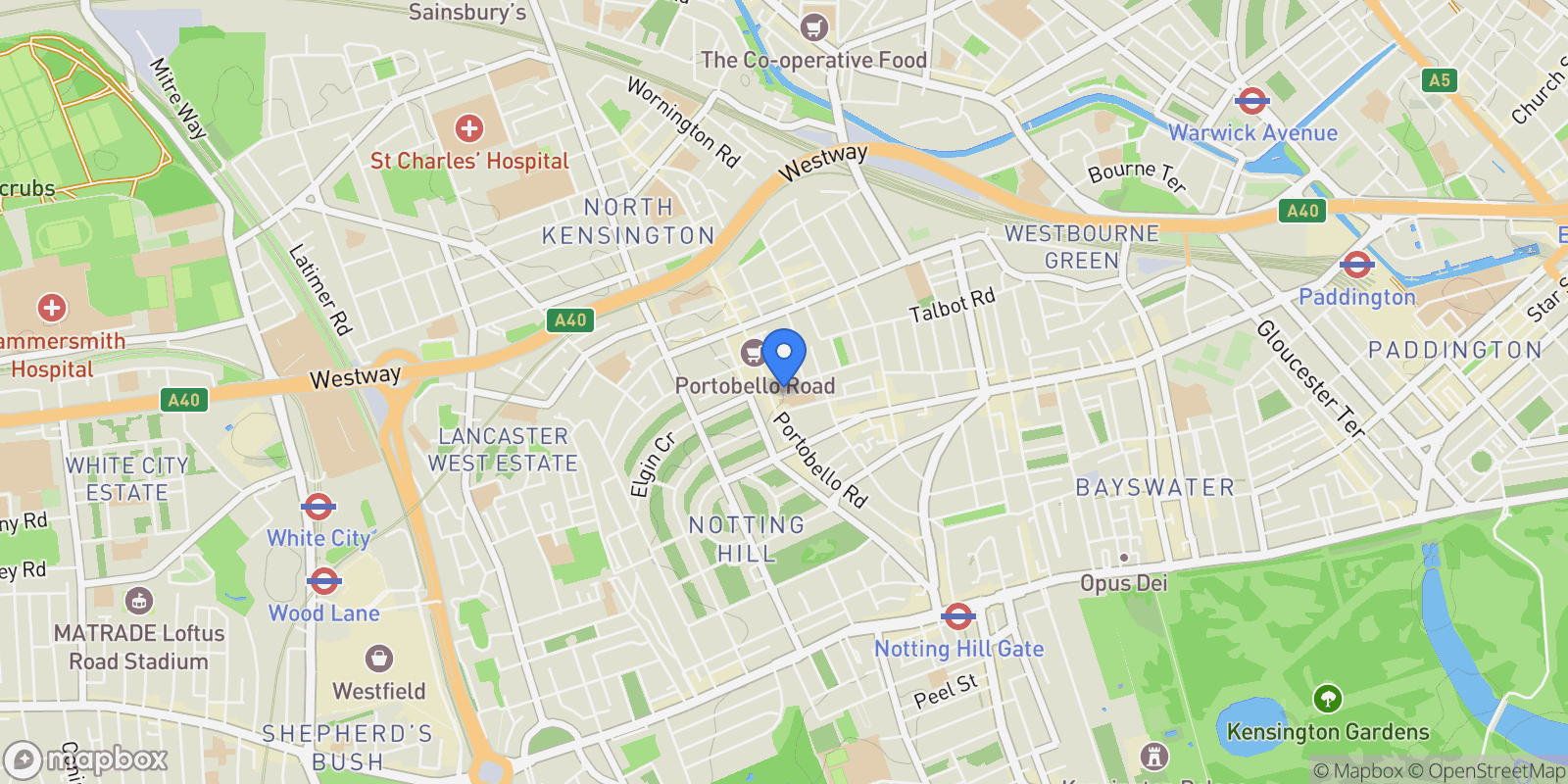 Map showing Colville Terrace, London, London, England, United Kingdom.