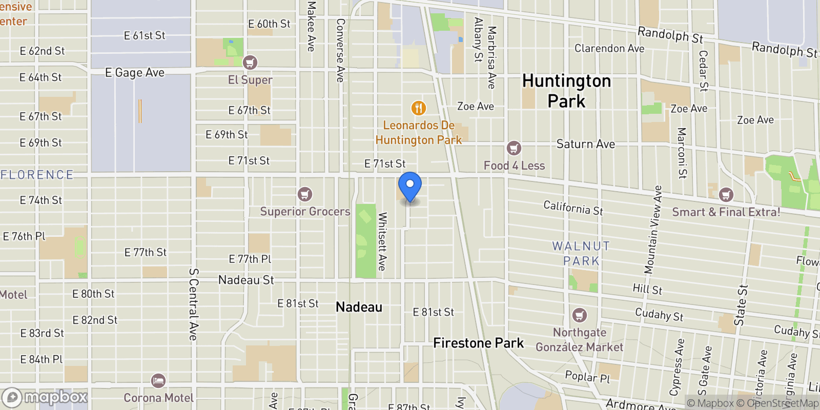 Map showing 7424 Bell Avenue, Los Angeles, CA 90001, Los Angeles, California, United States.