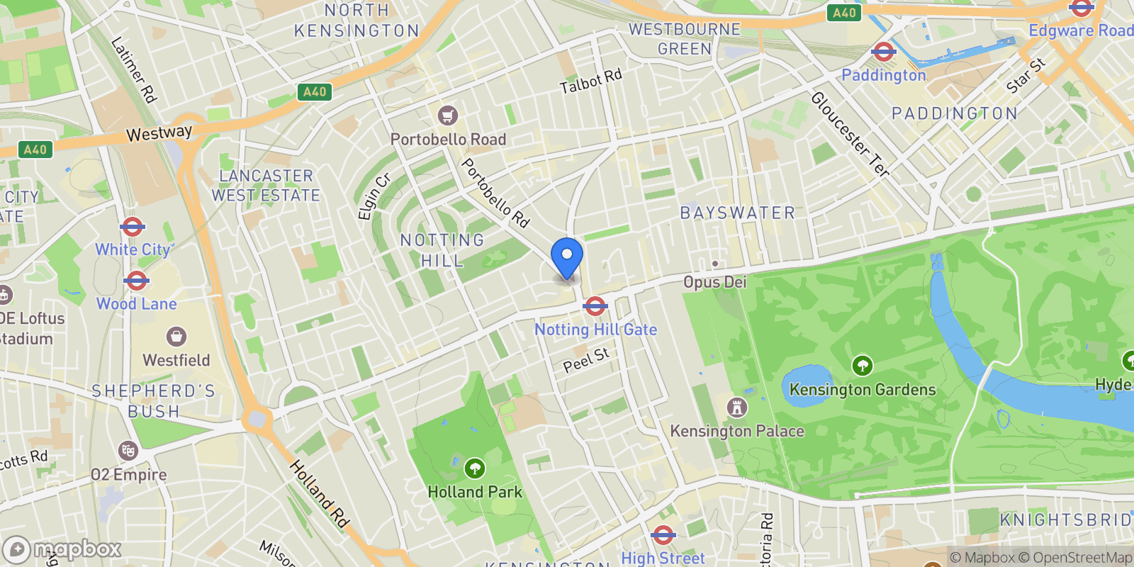 Map showing Ladbroke Road, London, London, England, United Kingdom.