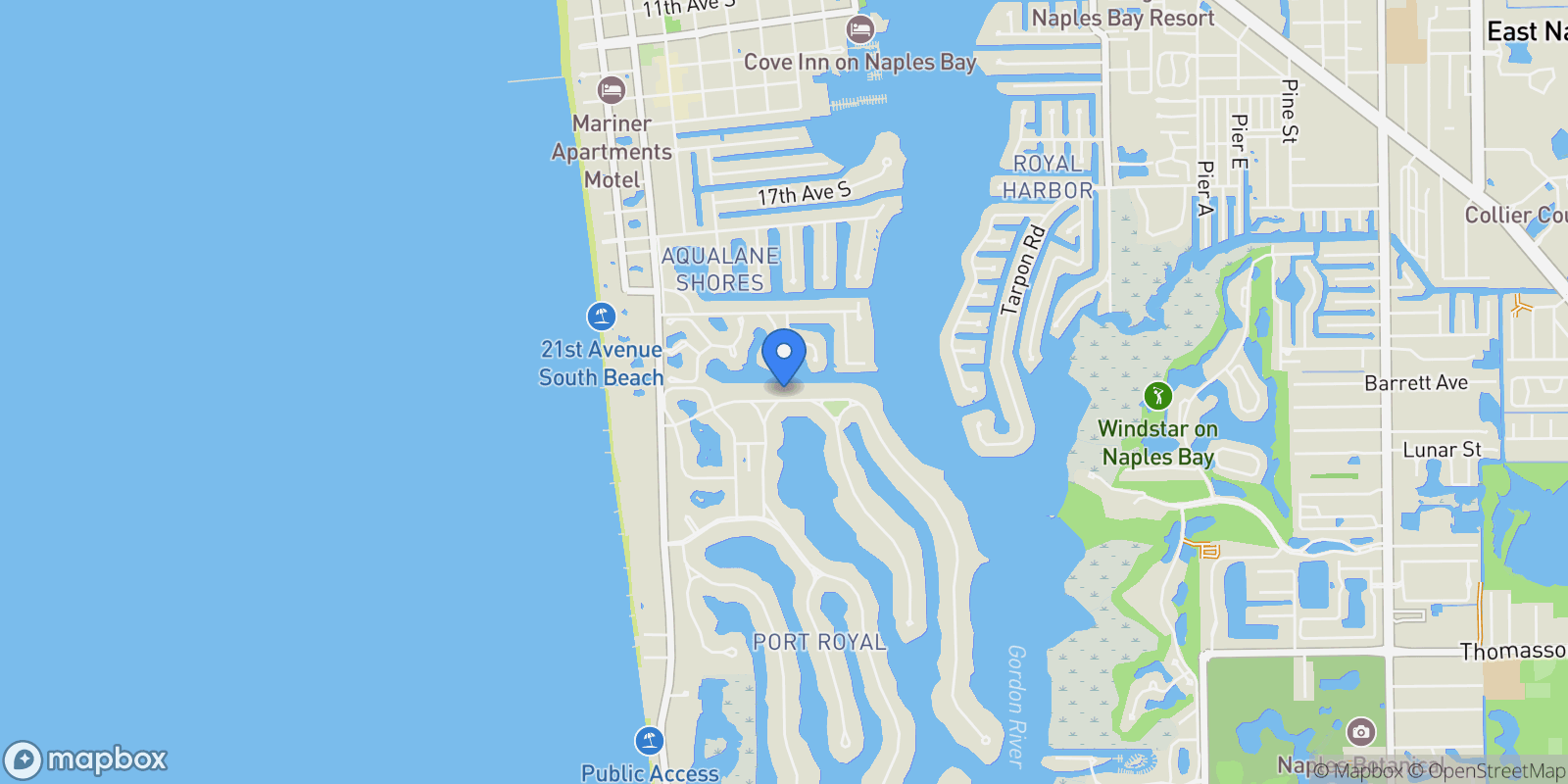Map showing 605 Galleon Drive, Naples, Florida, United States.