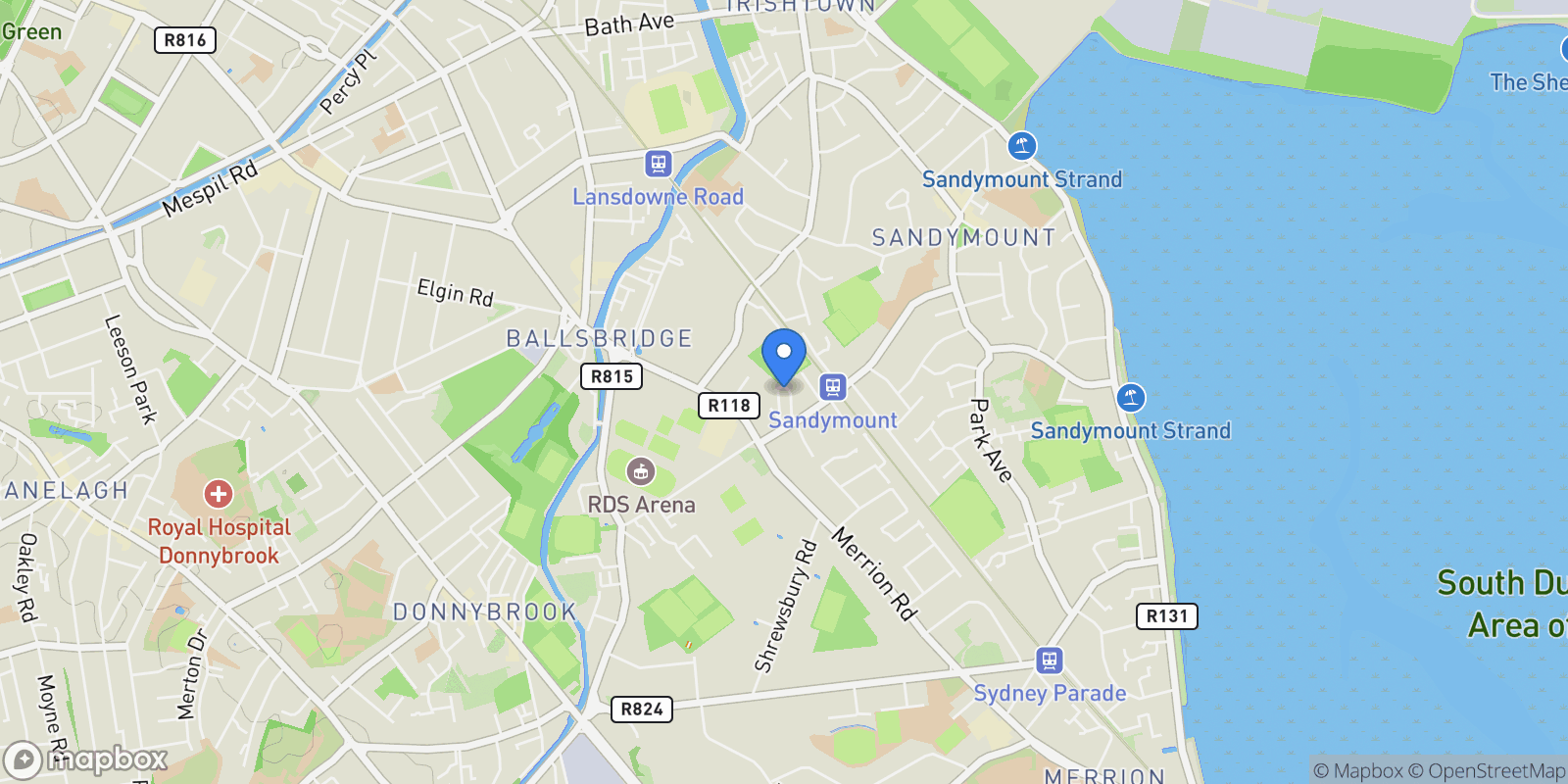 Map showing 51 Shrewsbury Square, Sandymount Avenue , Ballsbridge, D, Dublin, County Dublin, Ireland.