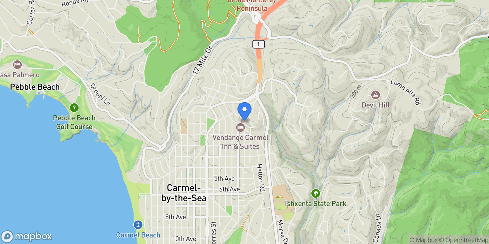 Map showing 24805 Lower Trail, Carmel-by-the-Sea, California, United States.