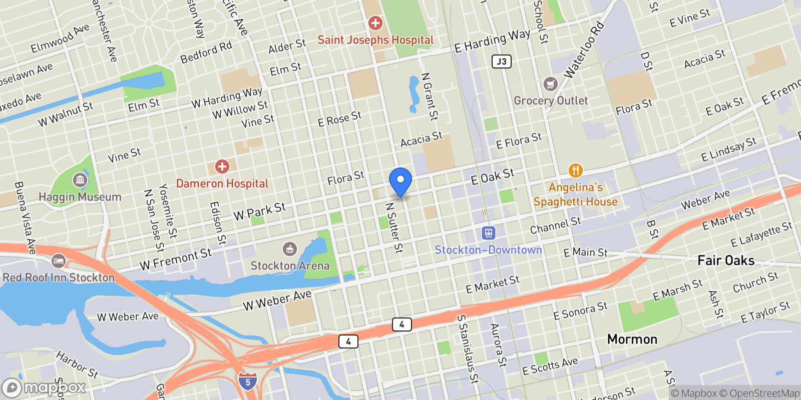Map showing 545 N California Street, Stockton, California, United States.